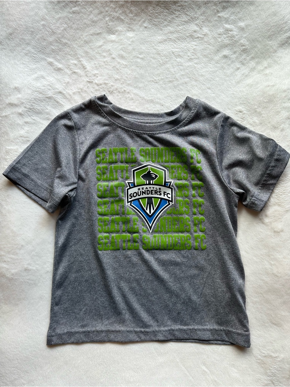 Seattle Sounders FC Kids Gray Tee with Green Logo